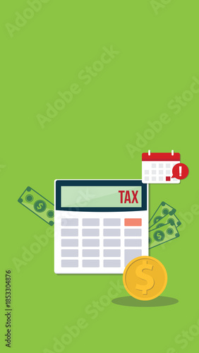 Calculator with money concept income tax calculation. Calculating income tax payment, business, finance and investment concept.	
