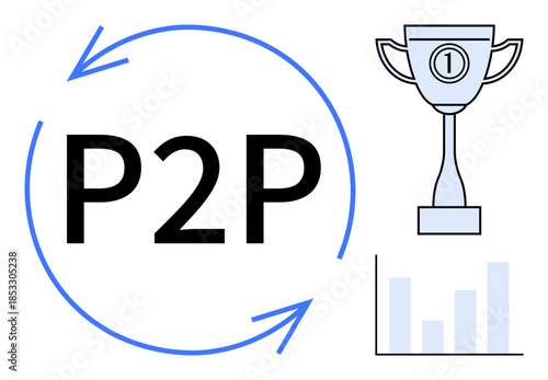 P2P network concept. P2P principles enhance data sharing and highlight collaboration effectiveness. peer to peer systems for digital platforms, fintech, analytics, peer interaction, and innovation