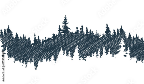 Spruce tree forest silhouette. Spruce tree silhouette. Pine tree silhouette