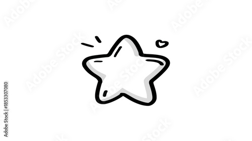 Hand-drawn doodle star icon with sparkle. Cute sketch illustration for favorite, rating, quality, achievement.