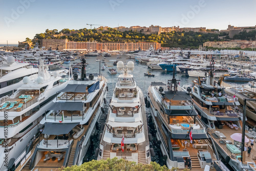Monaco Harbour and Marina in Monte Carlo at sunset