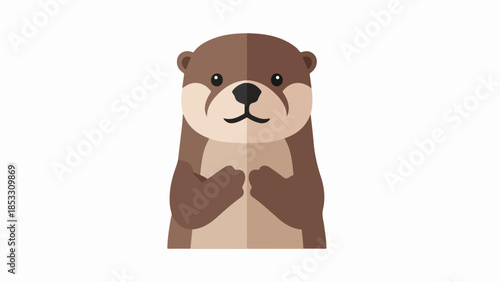 Detailed illustration of an upright otter with brown and beige fur