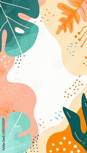 Vibrant Botanical Abstract Background with Colorful Leaves for Presentations and Business