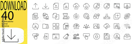 Download icon set. Editable stroke.