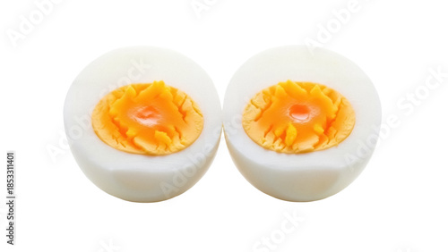 Vászonkép Two halves of a hard-boiled egg isolated PNG, showing the yolk and egg white on
