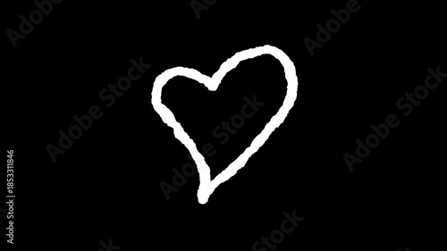 Smooth Hand Drawn Heart Animation - Romantic Sketch Element for Valentine. 4K Alpha Channel