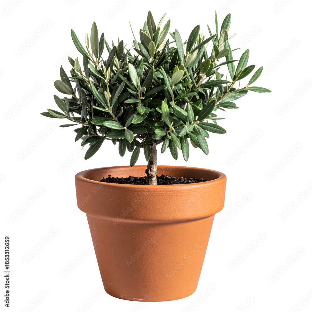 Fototapeta premium Small Olive Tree in a Terracotta Pot 1. transparent background png