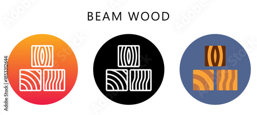 Beam Wood Multi Style Icon, Flat, Line, Glyph, Lineal, Dual Tone. Relate To Carpentry, Wood Industry. Use For Modern Concept, Ui, Ux Web And App Development.
