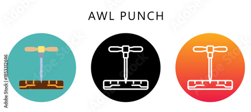 Awl Punch Multi Style Icon, Flat, Line, Glyph, Lineal, Dual Tone. Relate To Carpentry, Wood Industry. Use For Modern Concept, Ui, Ux Web And App Development.