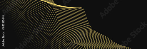 Abstract luxury with shining gold lines waves on black background. Futuristic background of flowing gold lines. EPS10, WEBSITE
