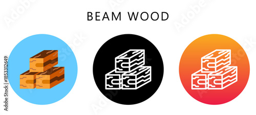 Beam Wood Multi Style Icon, Flat, Line, Glyph, Lineal, Dual Tone. Relate To Carpentry, Wood Industry. Use For Modern Concept, Ui, Ux Web And App Development.