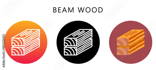 Beam Wood Multi Style Icon, Flat, Line, Glyph, Lineal, Dual Tone. Relate To Carpentry, Wood Industry. Use For Modern Concept, Ui, Ux Web And App Development.