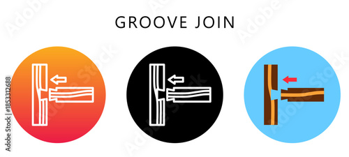Groove Join Multi Style Icon, Flat, Line, Glyph, Lineal, Dual Tone. Relate To Carpentry, Wood Industry. Use For Modern Concept, Ui, Ux Web And App Development.