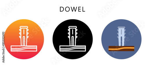 Dowel Multi Style Icon, Flat, Line, Glyph, Lineal, Dual Tone. Relate To Carpentry, Wood Industry. Use For Modern Concept, Ui, Ux Web And App Development.