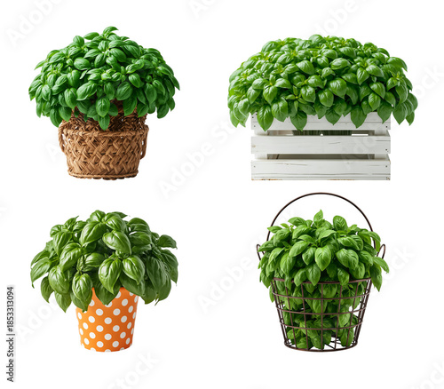 Fresh raw basil isolated on a transparent background