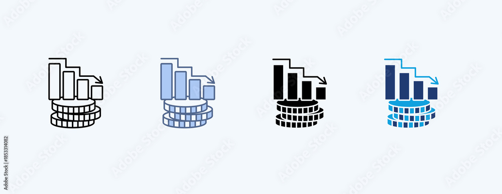 Obraz premium Economic Decline Multiple Icon Illustration Vector