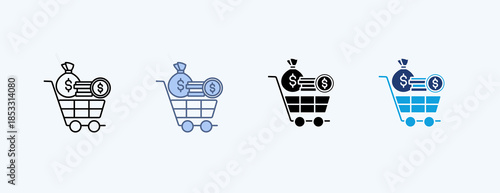 Market Contraction Multiple Icon Illustration Vector