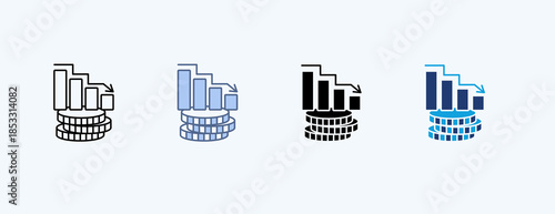 Economic Decline Multiple Icon Illustration Vector