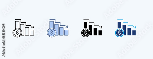 Fiscal Deficit Multiple Icon Illustration Vector