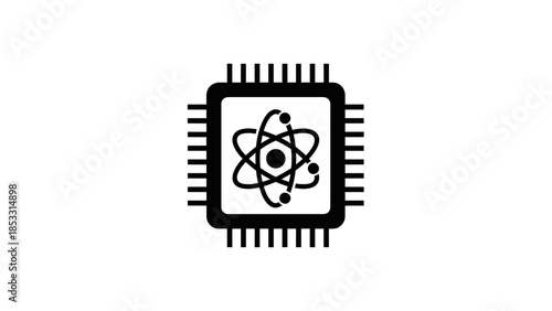 Atomic structure within a microchip processor icon symbol