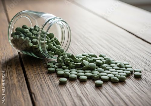 Chlorella algae supplement pills