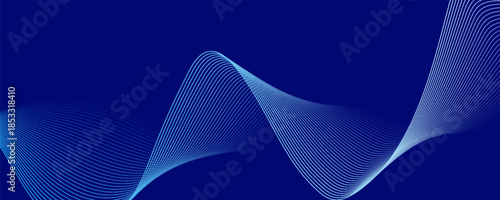 Smooth flow of wavy shape with gradient vector abstract background, dark blue design curve line energy motion, relaxing music sound or technology. eps10, web