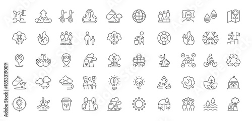 Environment and sustainability editable line icons set. ecology and nature symbols