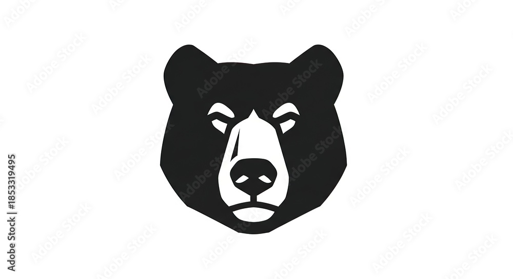 Obraz premium Minimalist Black Bear Head Logo Design.