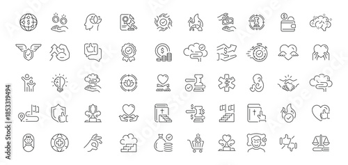 Business and finance editable line icons set. corporate and money symbols