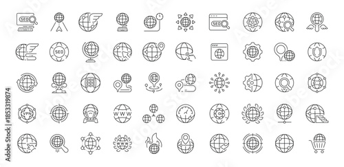 Browser icons set. editable line icons, outline, web and internet symbols