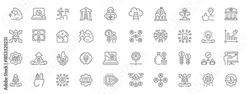Technology and innovation editable line icons set. digital and tech graphics