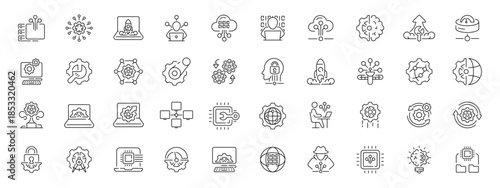 Technology and innovation editable line icons set: linear style for digital design