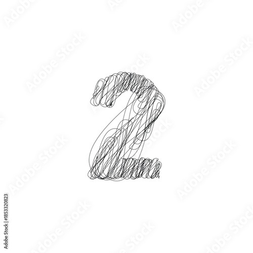 Doodle outline number typography illustration