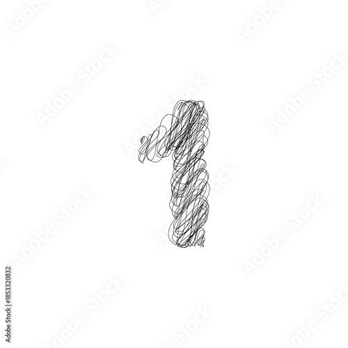 Doodle outline number typography illustration