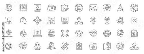 Business networking editable line icons set, professional outline symbols