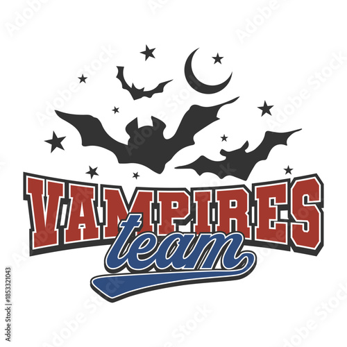 Logo for a Vampires team varsity vector style design vintage.