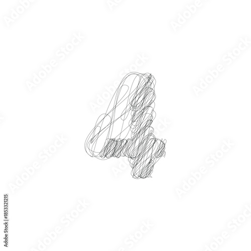 Doodle outline number typography illustration