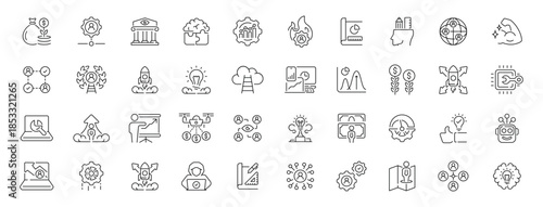 Technology editable line icons set: linear digital and it symbols collection