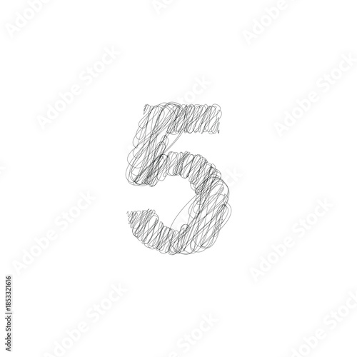 Doodle outline number typography illustration