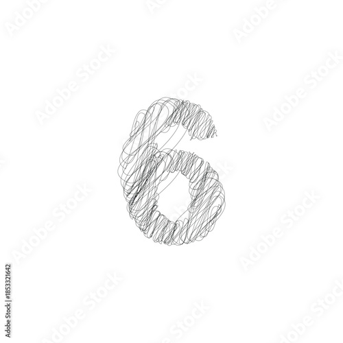 Doodle outline number typography illustration