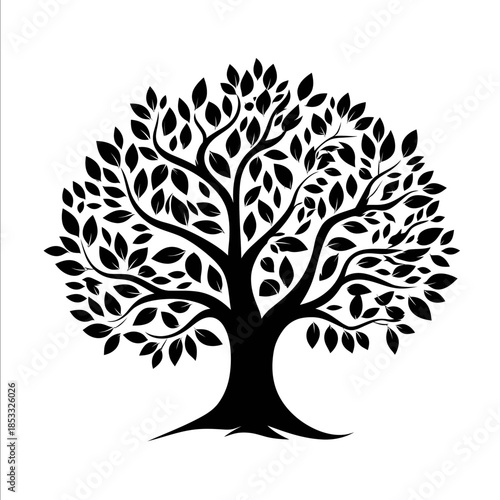 a family tree icon very simple design black tree on a white background
