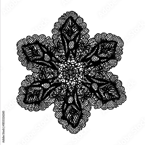 flower made of lace black on white background silhouette vector