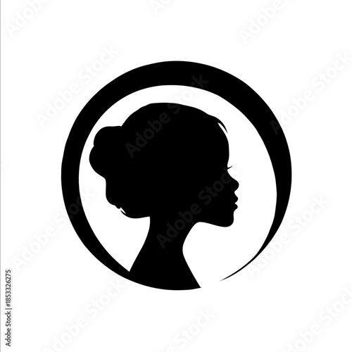 Logo design featuring a little girls head silhouette in black and white symbolizing innocence and simplicity against a plain background