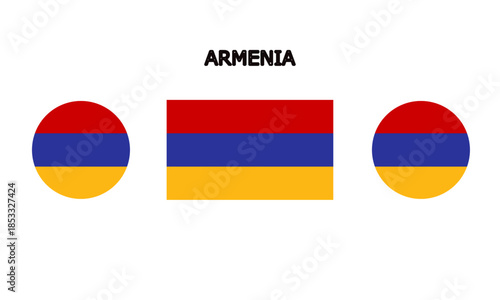 Flag of Armenia in high quality (rectangle and circle shape)