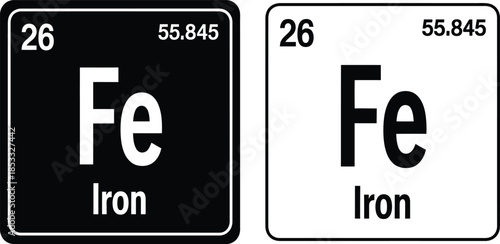 Iron Chemical Element Periodic Table Square Icons