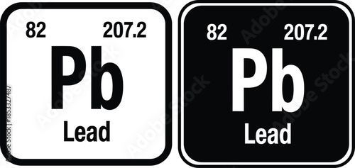 Lead Chemical Element Periodic Table Square Icons Black and White
