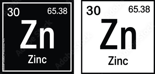 Zinc Chemical Element Periodic Table Square Icons 