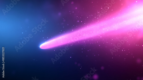 Electric blue comet with magenta tail in cosmic space scene
