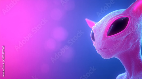 Futuristic neon alien runner in pink and cyan glow for sci-fi design