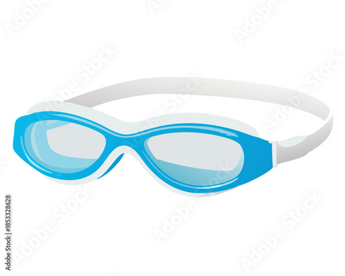 Isolated Blue and White Swimming Goggles for Water Sports